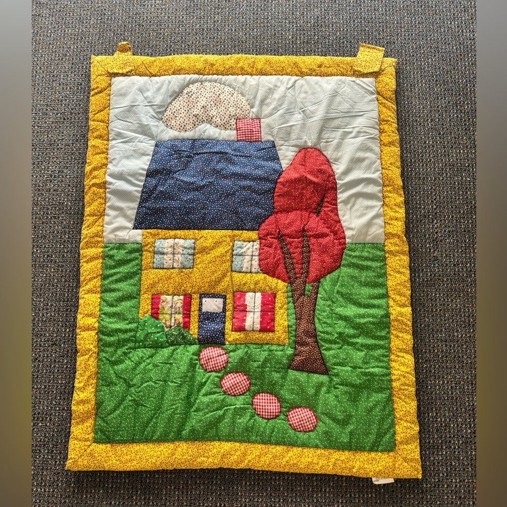 Colorful Quilted Wall Hanging with House Design
